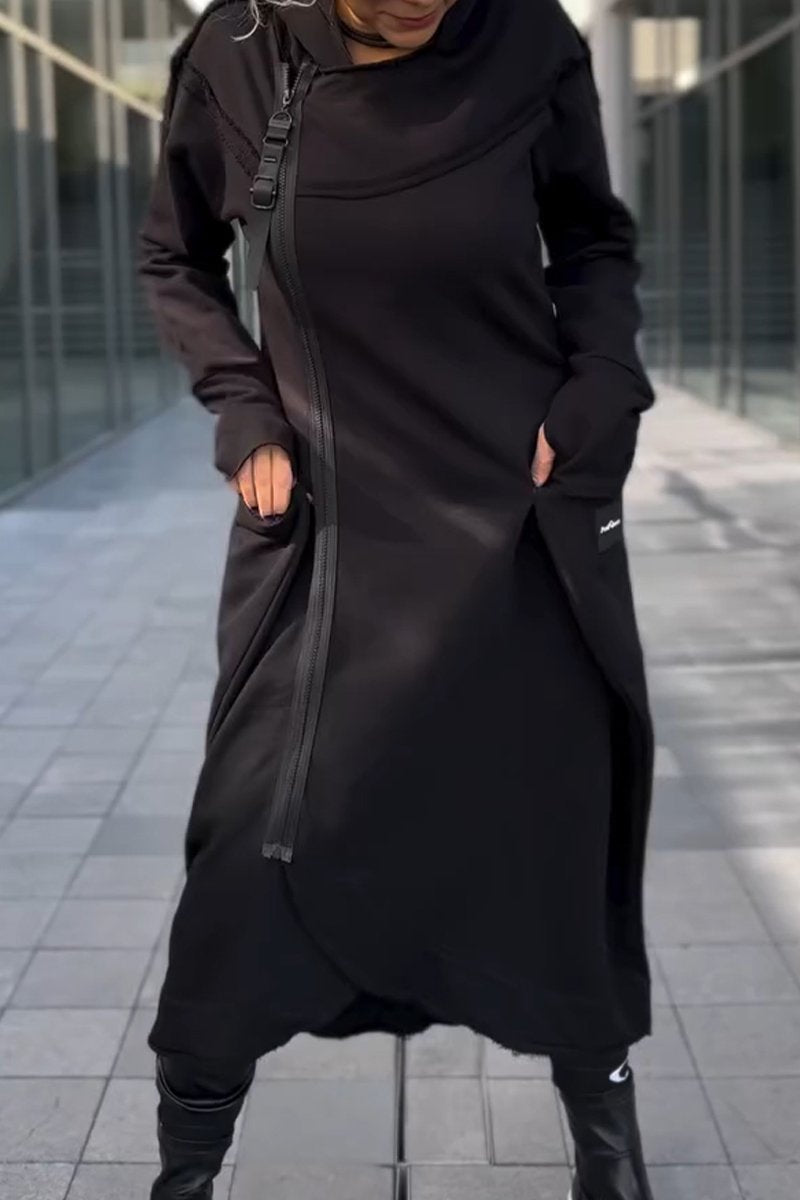 Sylvaya - Women's hooded sweater dress with long sleeves