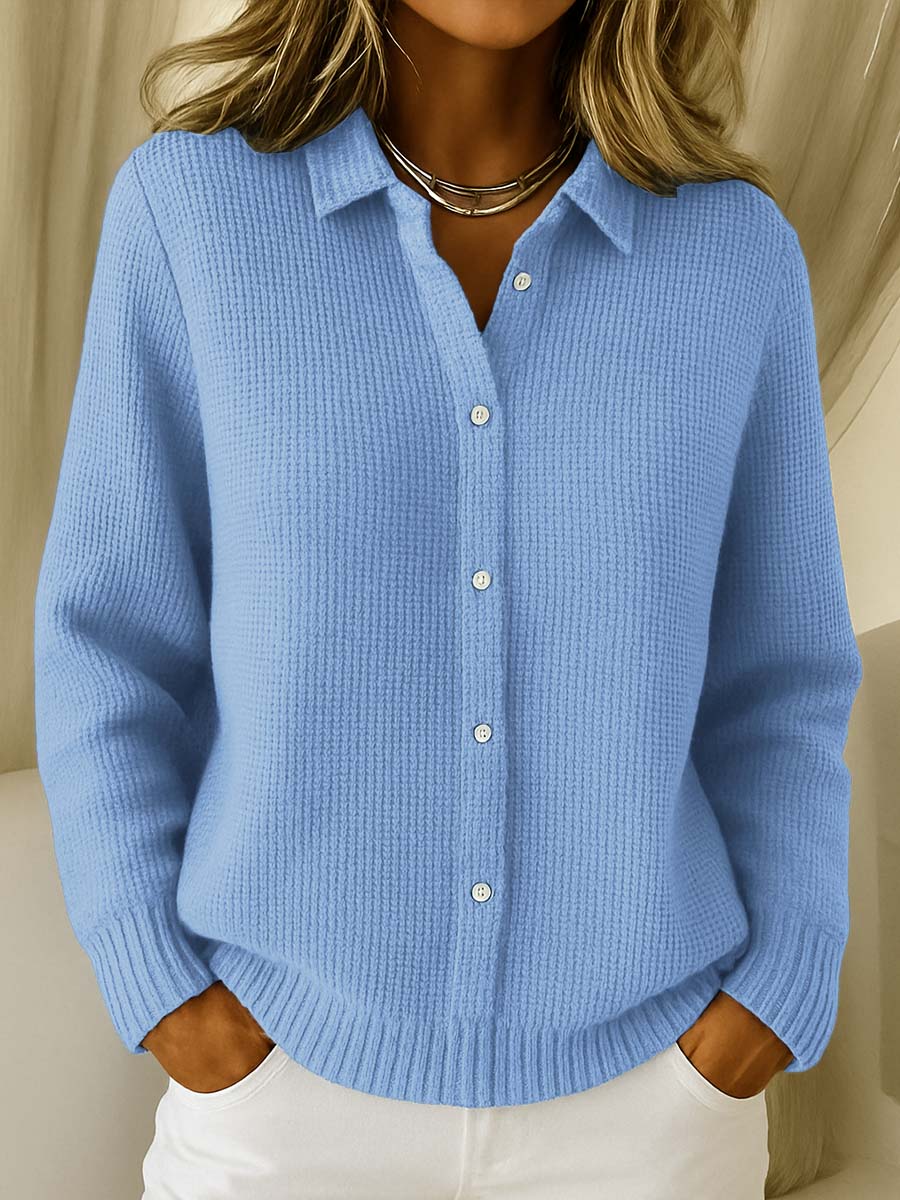 Rhosalyn - Chic Cardigan with Shirt Collar and Long Sleeves