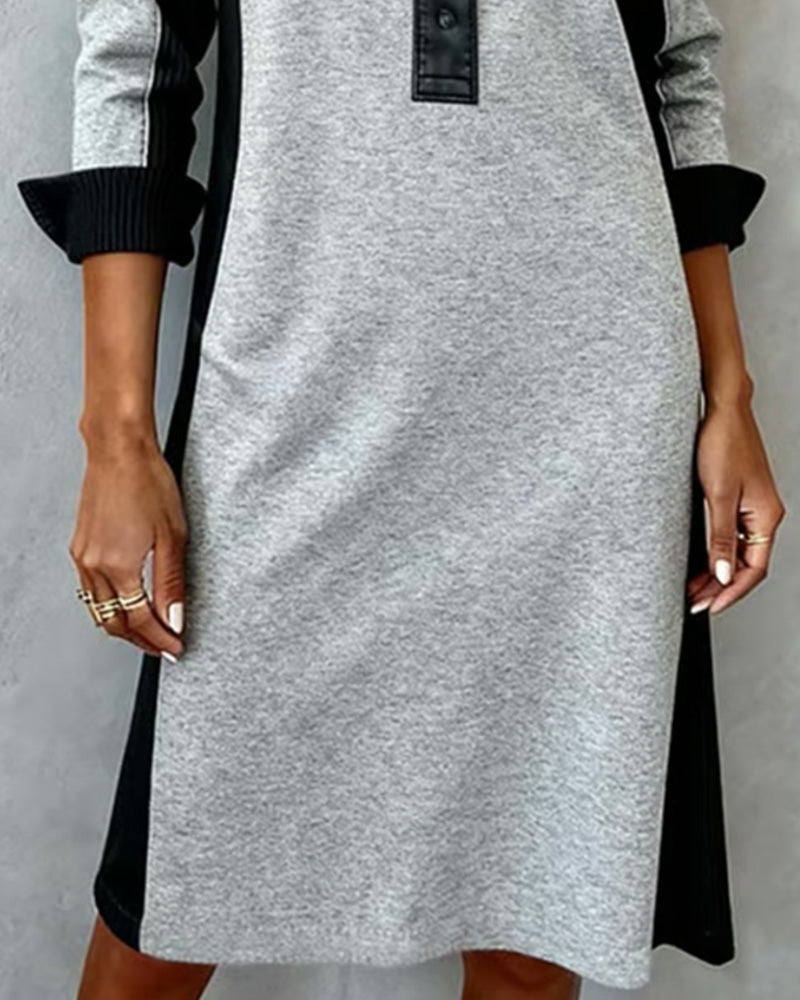 Jorellisse - Elegant Patchwork Long Sleeve Dress