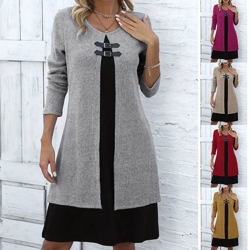 Selvira - Elegant Two-Part Long Sleeve Dress