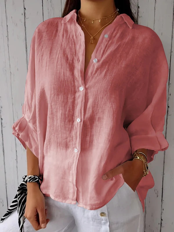 Delphira™ - Cotton and linen shirt tied in the back