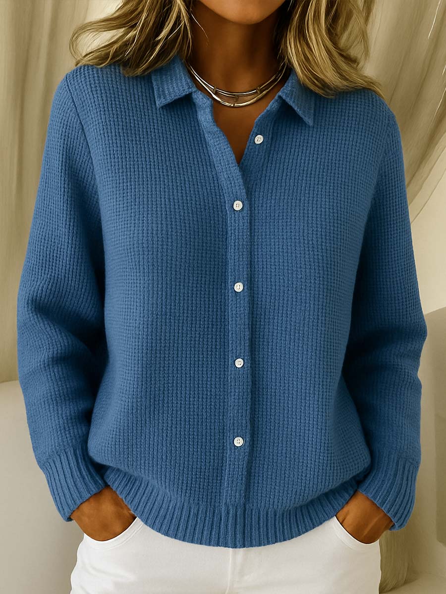 Rhosalyn - Chic Cardigan with Shirt Collar and Long Sleeves