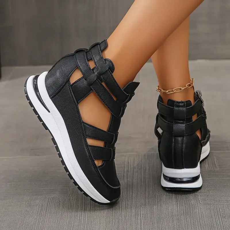 Romina - Elegant and lightweight wedge sandals with side zipper