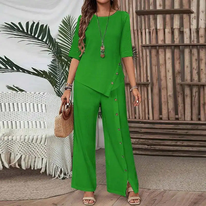 Amelina™ - Coordinating Set with Buttons for Elegant Casual Style