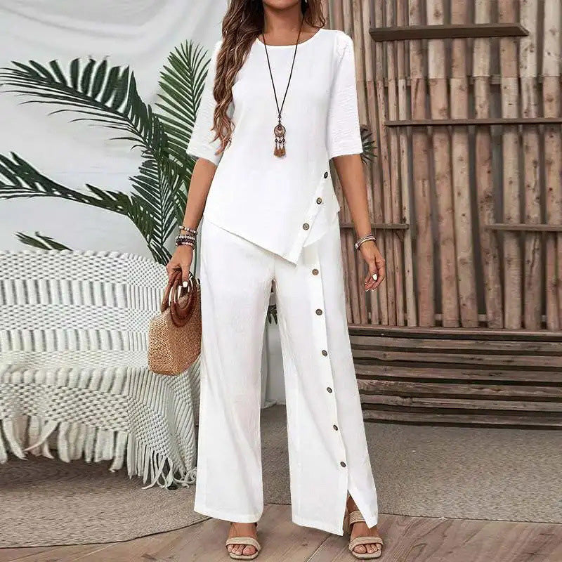 Amelina™ - Coordinating Set with Buttons for Elegant Casual Style