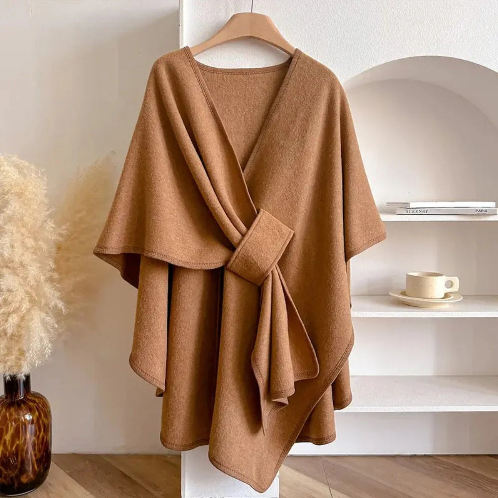 Brivana - Long Soft Wool Poncho Scarf