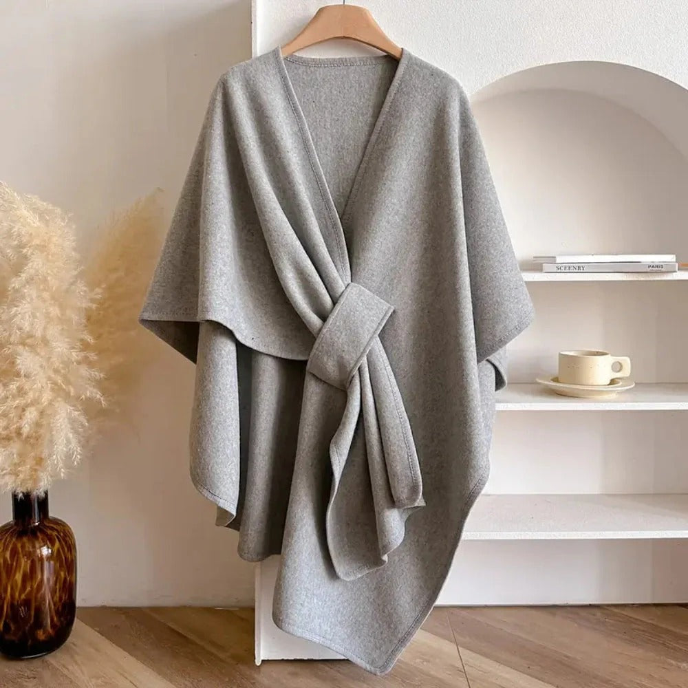 Brivana - Long Soft Wool Poncho Scarf