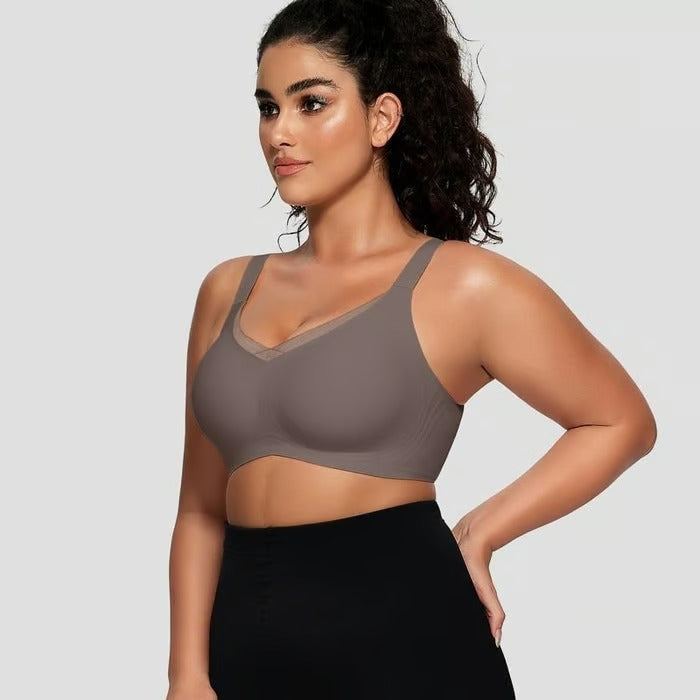 Kaelina - Women's wireless mesh cross-over V-neck bra