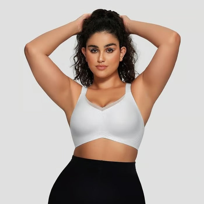 Kaelina - Women's wireless mesh cross-over V-neck bra