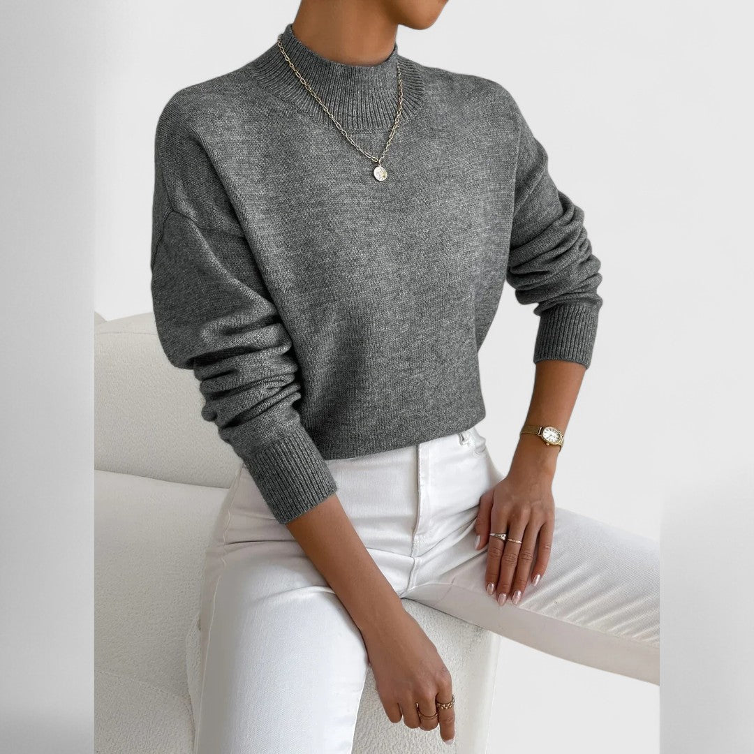 Gwenarae - Classic Polo Neck Jumper for Women