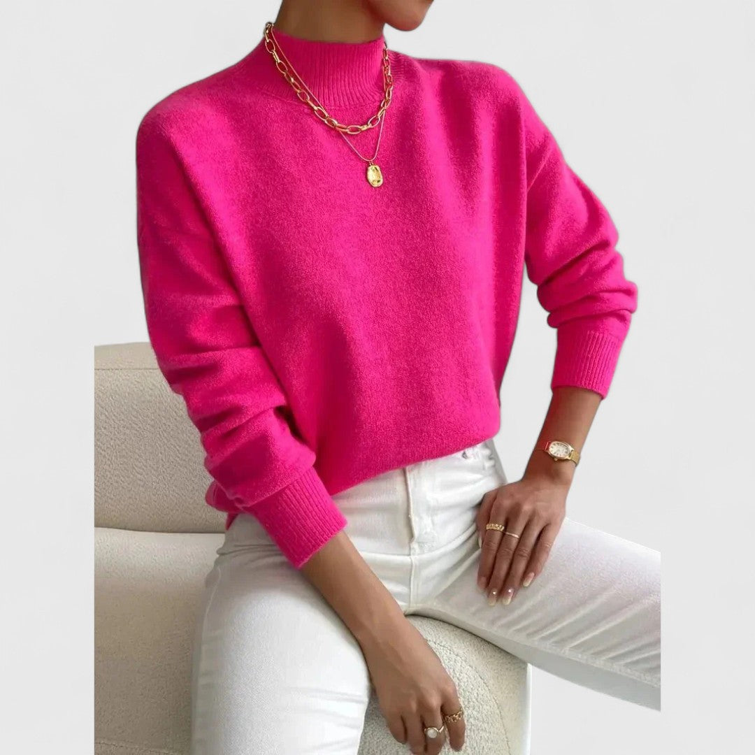 Gwenarae - Classic Polo Neck Jumper for Women