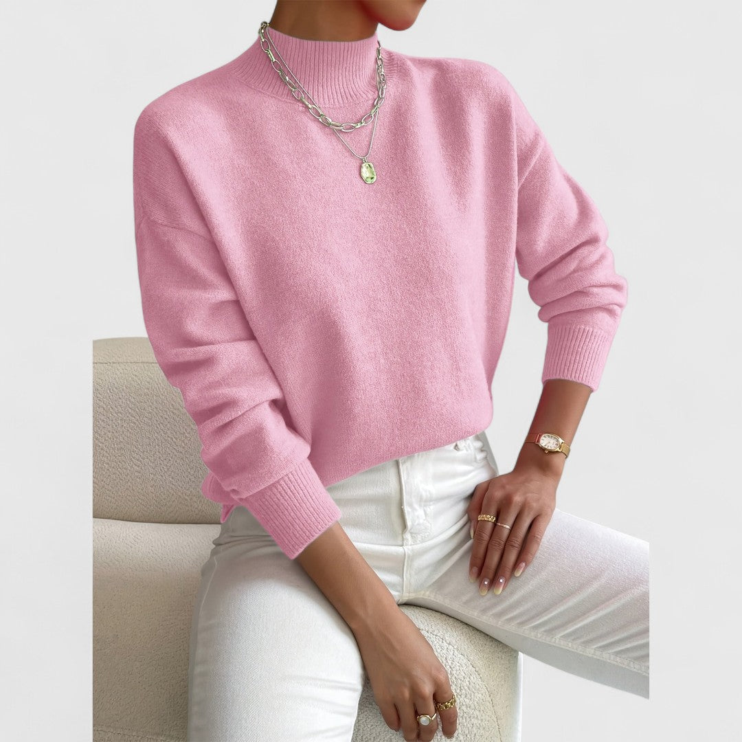 Gwenarae - Classic Polo Neck Jumper for Women