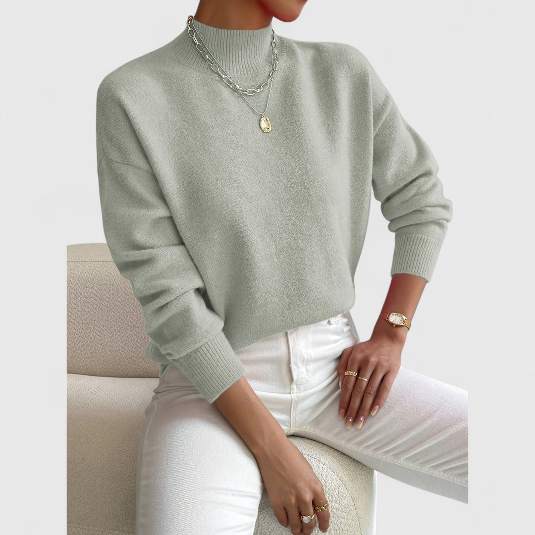 Gwenarae - Classic Polo Neck Jumper for Women
