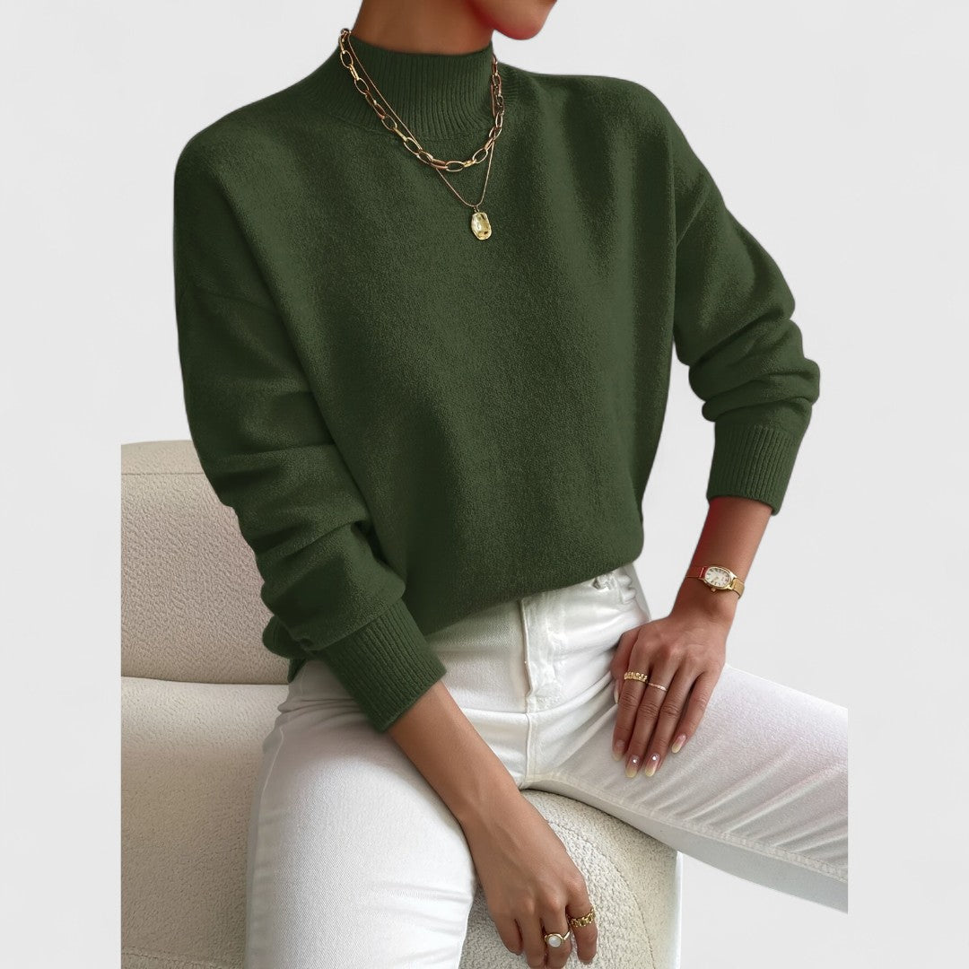 Gwenarae - Classic Polo Neck Jumper for Women