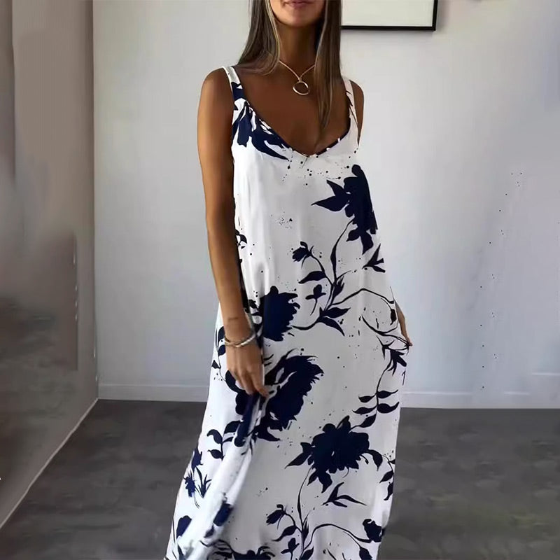 Celestia - Women's sleeveless cotton floral summer dress
