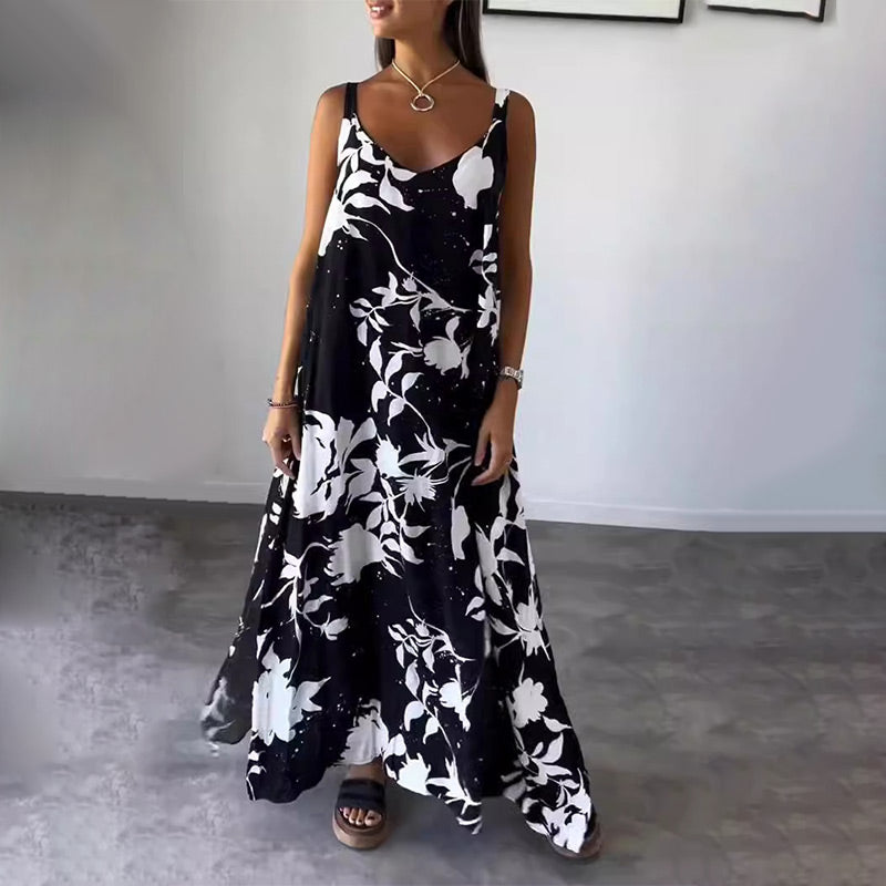 Celestia - Women's sleeveless cotton floral summer dress