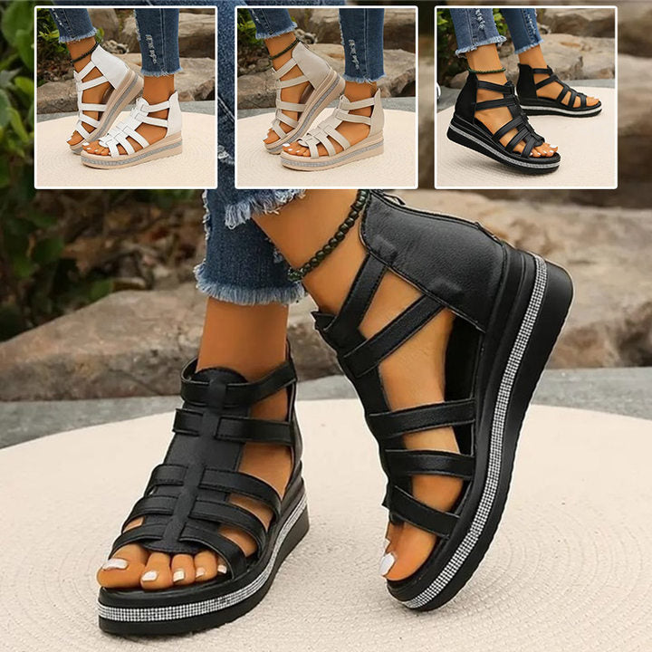 Tina - Platform Sandals with Rhinestone Embellishment