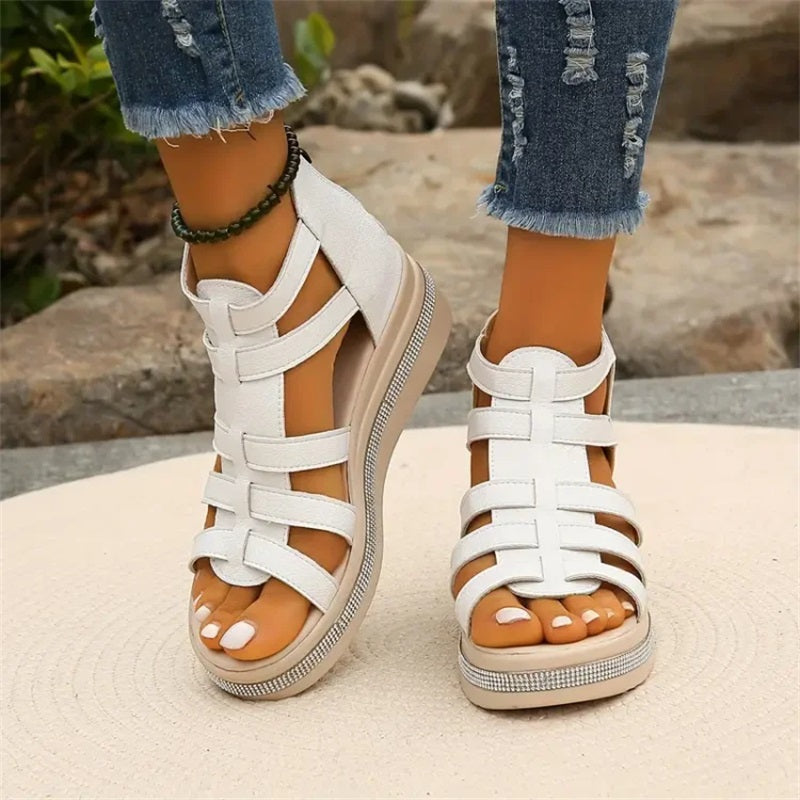 Tina - Platform Sandals with Rhinestone Embellishment