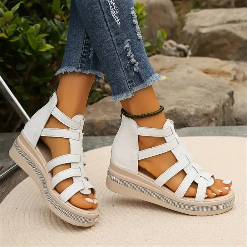 Tina - Platform Sandals with Rhinestone Embellishment