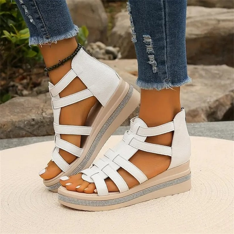 Tina - Platform Sandals with Rhinestone Embellishment
