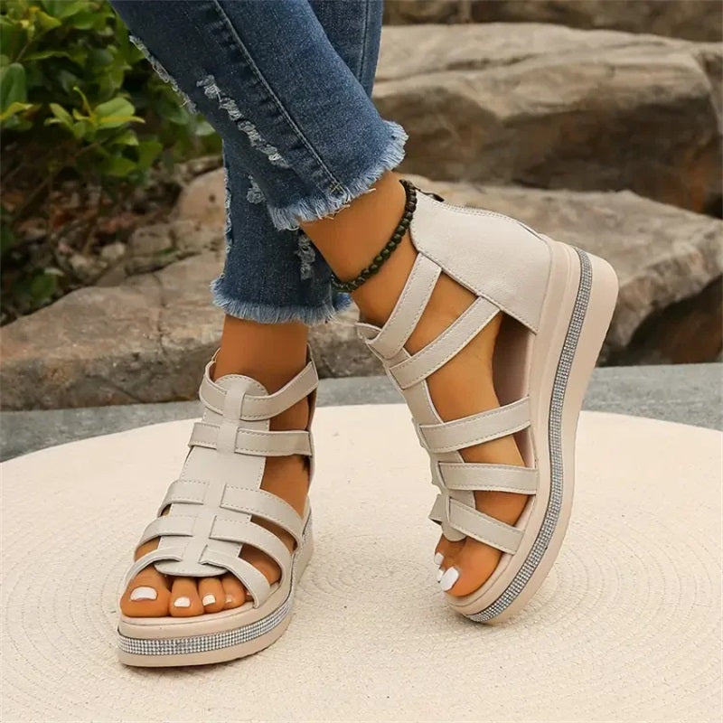 Tina - Platform Sandals with Rhinestone Embellishment