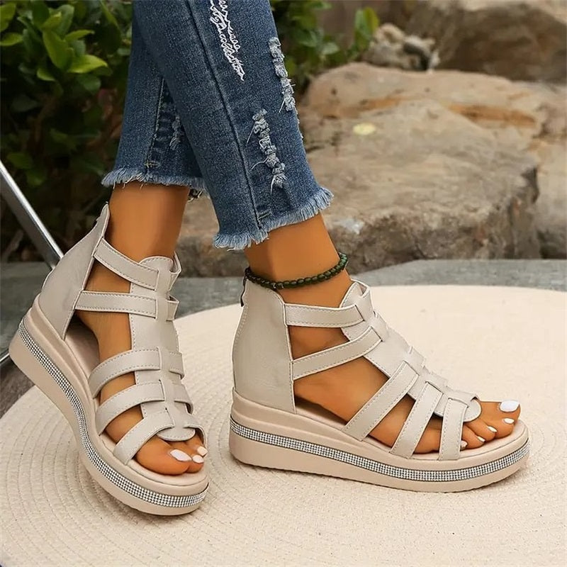 Tina - Platform Sandals with Rhinestone Embellishment