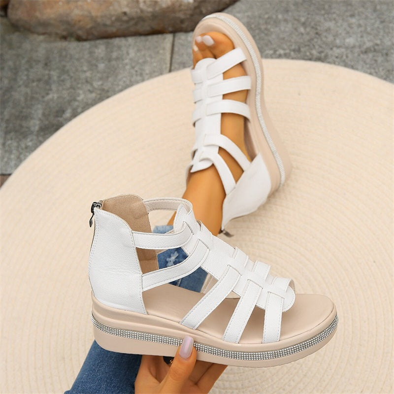 Tina - Platform Sandals with Rhinestone Embellishment