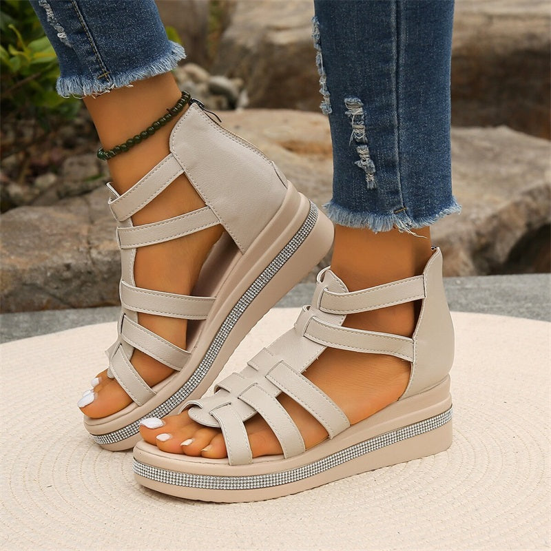 Tina - Platform Sandals with Rhinestone Embellishment