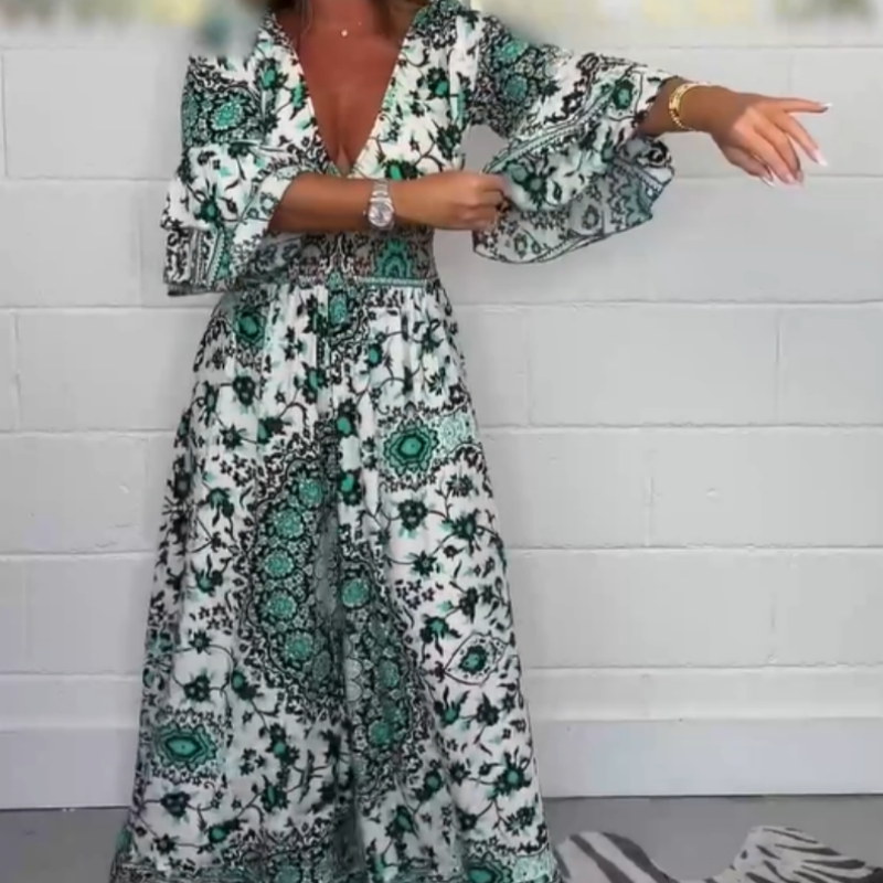 Neria™ - V-neck jumpsuit with print