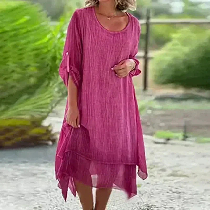 Odessa™ - Elegant Plain Round Neck Loose Fit Dress
