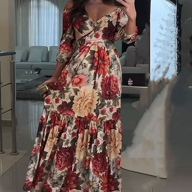 Paulina - Floral V-Neck Pleated Dress