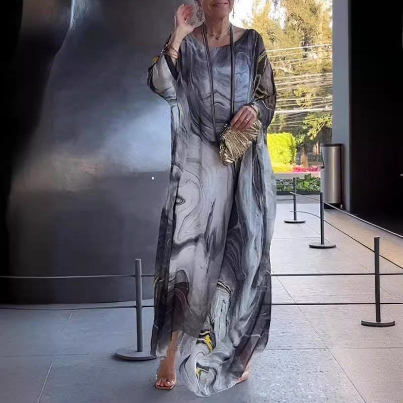 Lenora - Elegant dresses in marbled chiffon with print