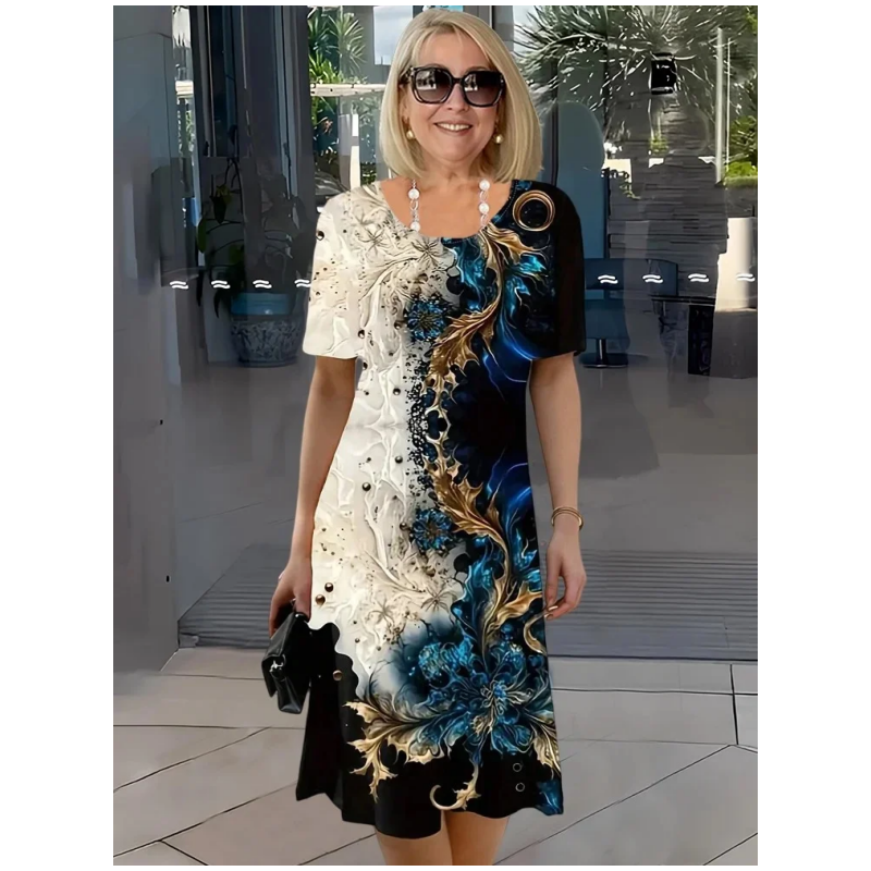 Selene - Women's casual summer dress with 3D floral pattern