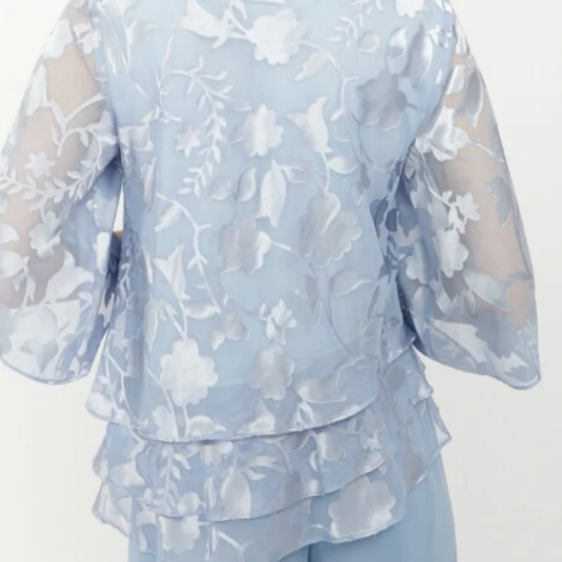 Nila -  Elegant Chiffon Set: Layered Top + Wide-Leg Pants