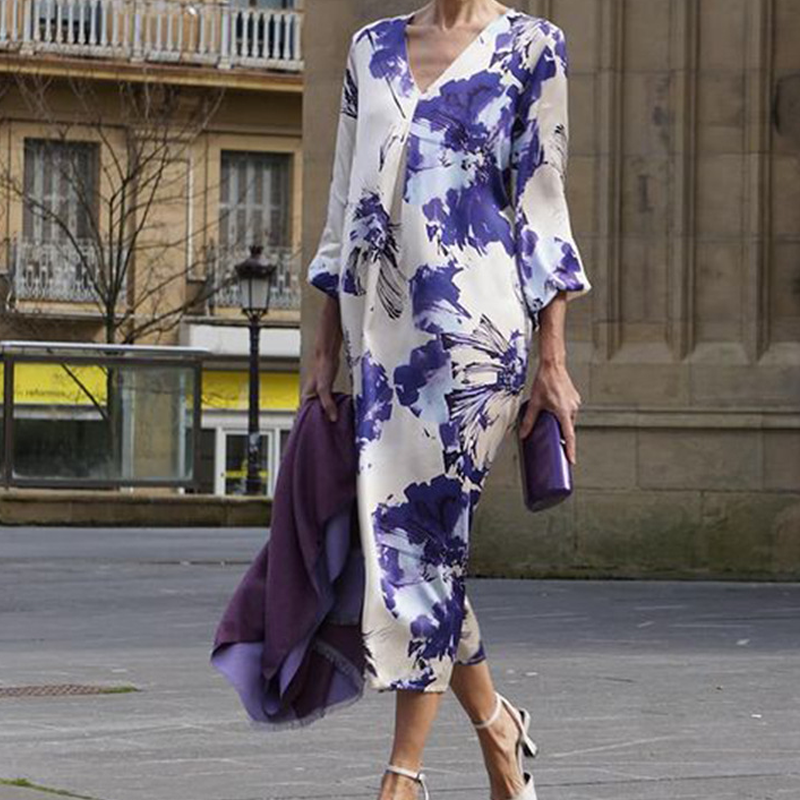 Ariadne™ - Women's V-Neck Printed Elegant Maxi Dress