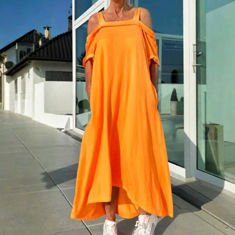 Phaedra - Elegant and Comfortable Women's Maxi Dress with Bare Shoulders