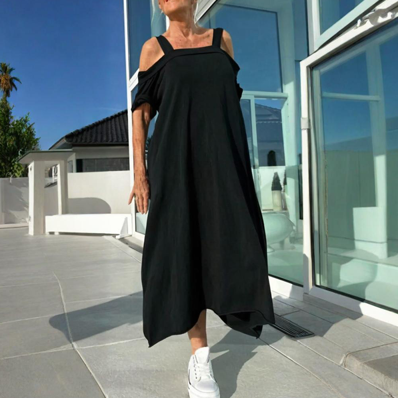 Phaedra - Elegant and Comfortable Women's Maxi Dress with Bare Shoulders