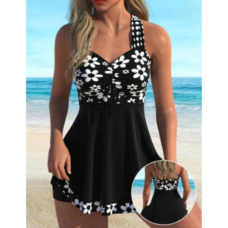 Helirae - Women's floral print swim tankini and shorts