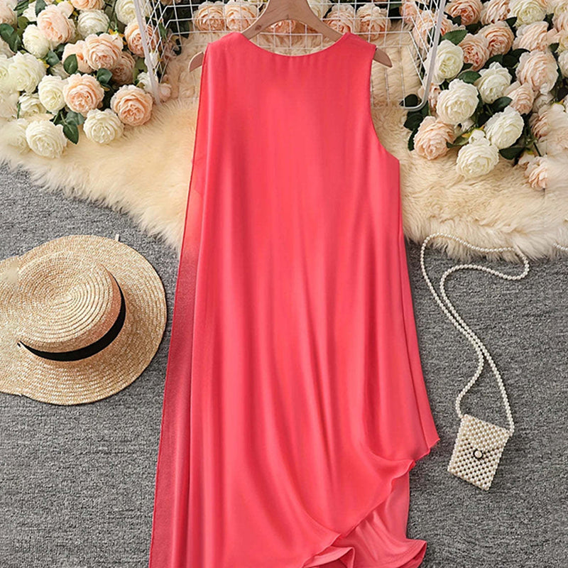 Sorayae - Asymmetrical Sleeveless Knit Dress