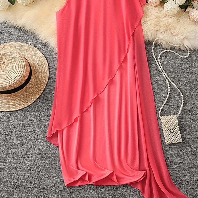 Sorayae - Asymmetrical Sleeveless Knit Dress