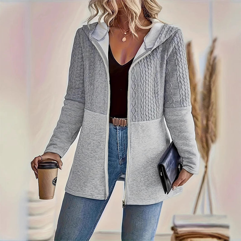 Melisandra™ - Trendy Women's Jacket with Hood, Long Sleeves, and Zip Fastening