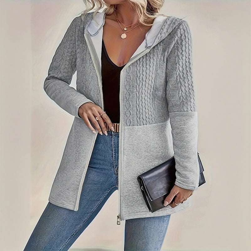Melisandra™ - Trendy Women's Jacket with Hood, Long Sleeves, and Zip Fastening