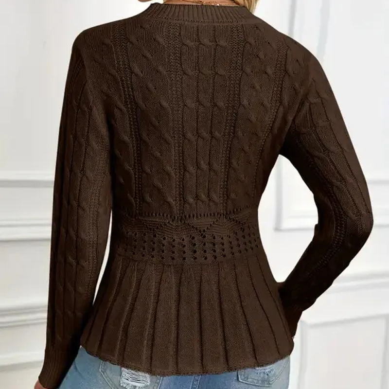Elarissea - Women's Winter Jumper with Round Neck and Elegant Peplum Cut