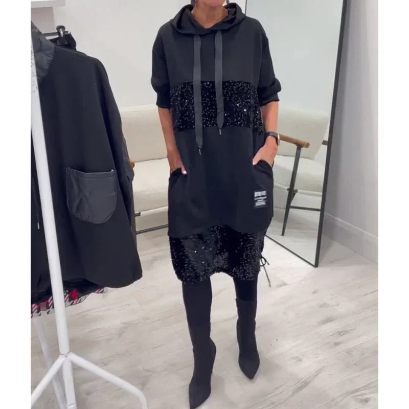 Paviyana - Modern Hooded Dress with Sequins