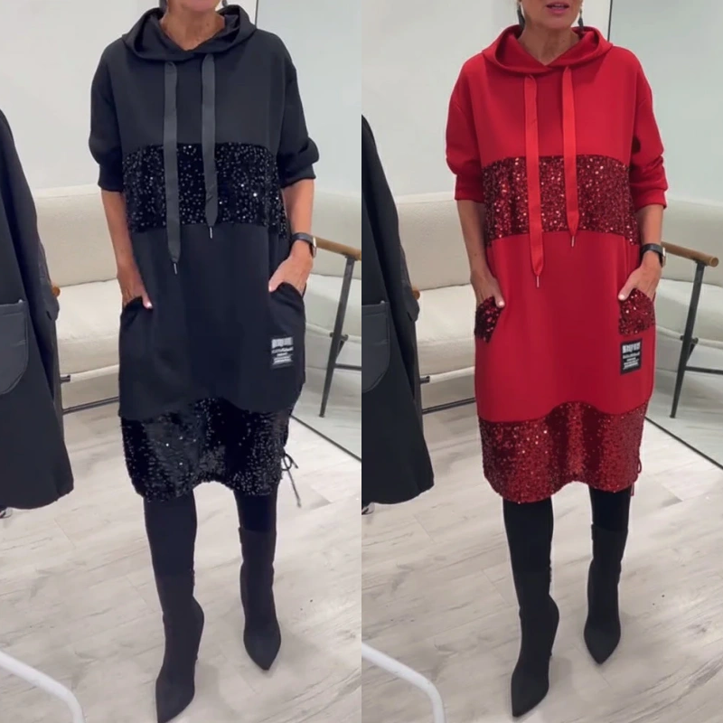 Paviyana - Modern Hooded Dress with Sequins