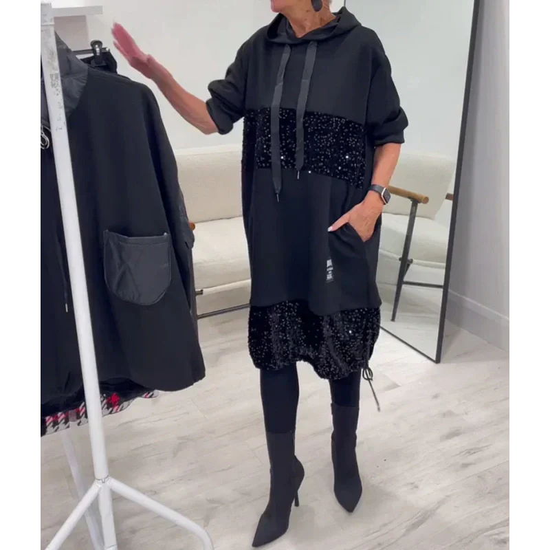 Paviyana - Modern Hooded Dress with Sequins