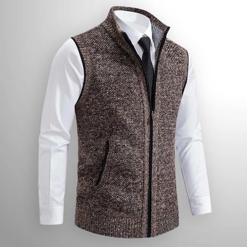 Gabriel - Full Zip Gilet in Mixed Wool